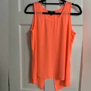 Express Women's Neon Coral/Orange & Blue Open Back Sleeveless Top